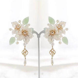 Qijitu hanfu headdress step shake hairpin tassel ancient style super fairy camellia hair crown complete set of women's ancient costume hairpin hairpin hair accessories one pair of hairpins x-t212