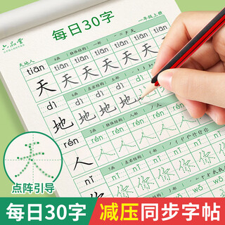 Liupintang's daily 30-word decompression synchronized copybook for second grade chinese children's practice copybook for primary school students dot matrix character writing people's education edition hard-pen calligraphy practice