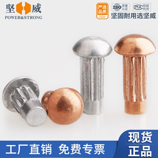 Fastening star aluminum sign rivet knurled copper rivet flat head large head semi-round head knurled twill aluminum rivet gb827 m2*5 50 pieces copper