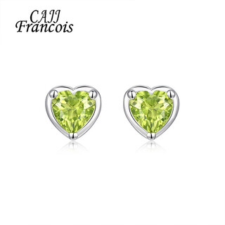 Cajj francois 0.53 carat peridot love earrings earrings, natural jewelry colored gems, 925 silver inlaid with gemstones, peridot heart-shaped earrings