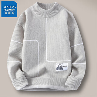 Jeanswest men's sweater autumn and winter plus velvet thickened half-turtle collar bottoming sweater teenage student trendy top clothes 10919/m824 khaki (regular) xl