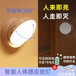 Dajiuwei intelligent human body automatic induction night light rechargeable corridor corridor stairs entrance door wireless night magnetic white light rechargeable + battery dual use