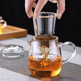 Yiji thickened heat-resistant glass tea water separation teapot transparent black tea tea set tea set household large-capacity floral teapot