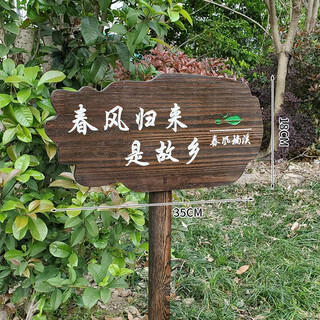 Zhongnuo jiucheng anti-corrosion wooden vertical sign, care for flowers and plants, greening custom sign, lawn sign, warning sign, plug-in c18x35cm pole length 65cm