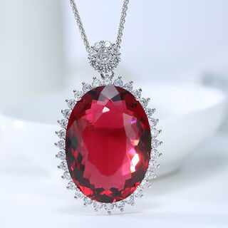 Jin shi tong lao phoenix 999 sapphire ruby peridot topaz large carat colored gem pendant sterling silver inlaid red gem pendant comes with chain