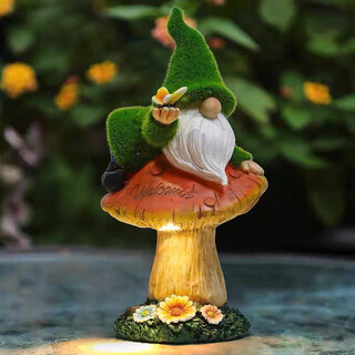 Shi yan solar garden light outdoor garden decorative ornaments cute dwarf elf lamp balcony terrace landscape lamp flocking mushroom elf