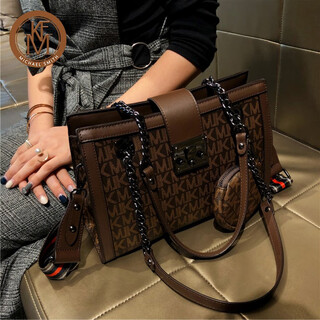 Mike smith bag women's bag new fashion versatile handbag women's simple shoulder bag texture chain crossbody bag killer bag brown mjk