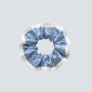 Manito/manita valentine's day gift two-tone silk hair tie versatile pleated silk hair accessory ballet style sky ice blue + pure tea white full