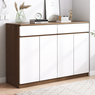 Yizao door shoe cabinet entry cabinet home simple modern large capacity entrance cabinet storage hall cabinet balcony cabinet storage cabinet four doors two drawers oak color 120_32_100cm self-installation