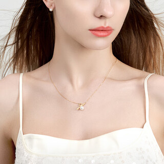 Yuan percentage 18k gold selected akoya seawater pearl necklace pendant birthday gift for girlfriend 18k gold color 5