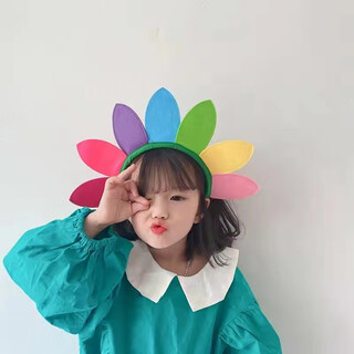 Jieyi children's performance headwear sunflower headband birthday photo funny props birthday hat holiday decoration women 1 pack colorful sunflower headband