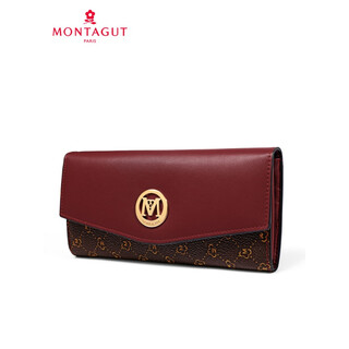 Montagut long women's wallet fashion large capacity bag multi-layer card slot bag new women's clutch mother's day gift maroon