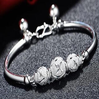 Hanzhu pure silver s999 silver bracelet, jade bead bracelet for women, birthday gift for girlfriend, lucky star