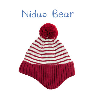 Nido bear baby hat wool ear protection children's wool hat windproof warm baby hat autumn and winter wm329 vibrant red one size 48-54 recommended age 2-8 years