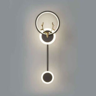Fenglanq fenglanq golden black wall lamp bedside lamp decorative background wall starry deer head led new engineering tv wall long acrylic black three-color dimming
