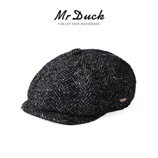 Mr duck 30% off unique items on clearance, high-end wool herringbone pattern newsboy hat for men in winter, old money style octagonal painter hat, lava charcoal gray (newsboy hat)-mw461175 m (55-57cm)