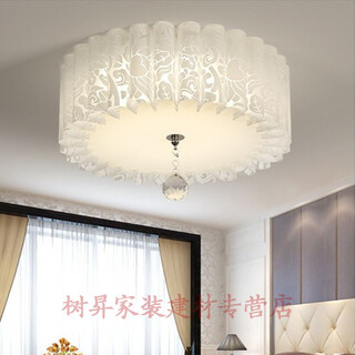 led吸顶灯 现代简约卧室灯温馨浪漫圆形婚房客厅超大餐厅儿童房间灯具 白牡丹50厘米 无极调光48W带遥控
