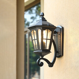 Juliang lighting outdoor waterproof wall lamp balcony outdoor courtyard aisle exterior wall lamp terrace rooftop villa gate lamp large black/up (electrical type)