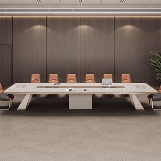 清弗会议桌办公桌工作长桌现代简约大中型办公室会议培训洽谈桌椅组合 2.2米
