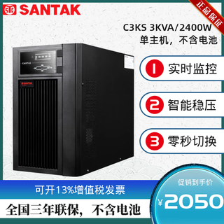 山特城堡C3K/C3KS 3KAV2400w外接电池长延时机房服务器不间断电源 山特C3KS外接电池单主机
