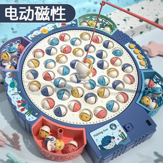 Jingyouyu children's magnetic fishing toys baby early education children 1 to 2 to 3 years old boys and girls 4 to train children's concentration blue/electric-24 magnetic fish 5 rods (english color box)