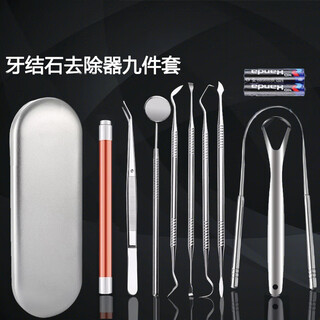 遇上佳人洁牙器9件套口腔护理套装牙结石去除器牙垢清除剔牙舌苔清洁工具