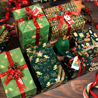 Extreme space wrapping paper christmas decorations christmas gift wrapping paper flower bouquet gift box wrapping paper 6 sheets + ribbon