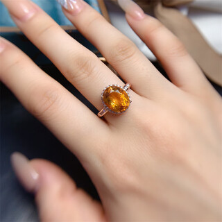 Nevistine citrine ring for women, sterling silver, luxurious live mouth, women's lucky topaz open ring, colorful birthday gift, rose gold citrine ring