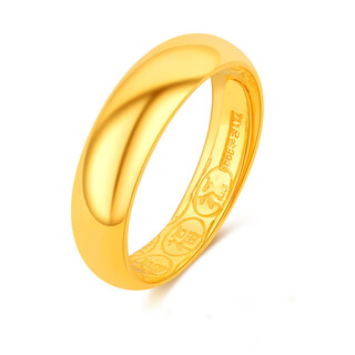 Gu hao gold ring for men and women 9999 pure gold live mouth glossy aperture couple gold pair ring gold ring ring about 3.55g