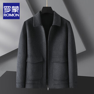 Romon plus size plus size woolen woolen coat men's coat lapel autumn and winter thickened jacket for young and middle-aged dads gray xl recommended weight (120-140jin jin equals 0.5 kg)