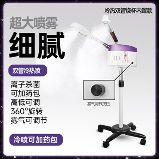 Vaporizador facial de doble pulverización caliente y fría, instrumento de pulverización caliente, salón de belleza, humidificador especial de pulverización fría y caliente, hidratación facial, vapor, instrumento de belleza facial, tubo doble, pulverización fría y caliente, lata de pulverización fría, puede agregar un paquete de medicamentos + ajustable