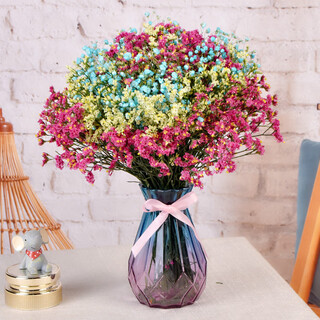 Aiman gypsophila natural dried flower bouquet ins internet celebrity birthday new house decorative ornaments air-dried real flower arrangement home furnishings sky blue gypsophila + red crystal + citrine without vase