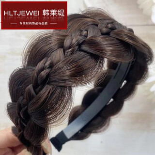 Hanlaiti fishbone braid wig headband twist braid headband increased skull top upgraded gourd braided hair strap non-slip coiled hair wig dark brown a27-301