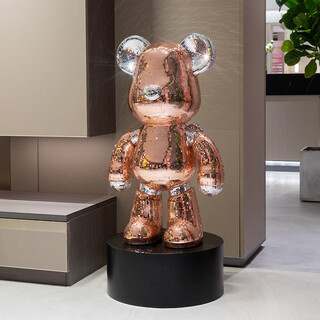 British living room violent bear ornaments light luxury high-end large floor-standing tv cabinet next to home decorations housewarming gift rose gold patch mechanical bear + base