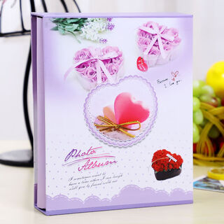 Photo album 6 inches 4d large six-inch plastic 200 boxed family photo album interstitial baby growth souvenir album thin photo album large capacity home photo album love purple