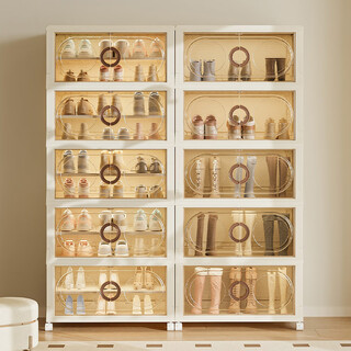 Quanshi installation-free foldable shoe cabinet shoe storage box transparent aj shoe box home entrance porch shoe rack storage rack 50 sides wide 3 layers 6 compartments removable partitions