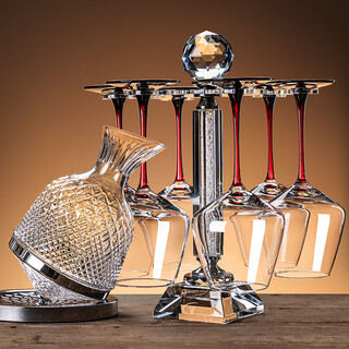 Lanyuan red wine glass light luxury high-end home set decanter tall wine glass crystal glass burgundy cup new style decanter + cup holder + red stem cup 450ml 6 pieces