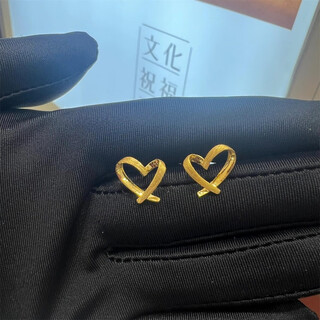 Vatican-made old phoenix gold shop style brushed craft 18k gold love earrings heart-shaped yellow i gold earrings and earrings for girls hypoallergenic brushed love earrings a pair