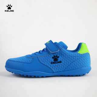 Kelme youth football shoes breathable mesh velcro lace-free tf broken spike student shoes color blue 35