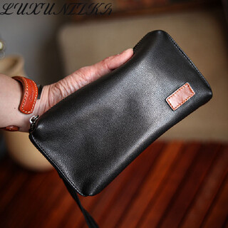 Luxuntika cowhide handbag men's boutique men's bag imported calfskin soft leather men's handbag genuine leather clutch bag cowhide clutch bag black