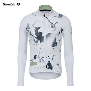Santic autumn and winter fleece road cycling jersey men's top gretel white m