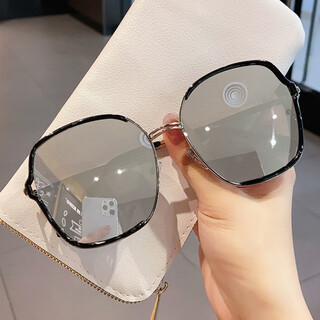 Mijilin 2022 new style sunglasses for women, sun protection, slimming, large frame, fashionable korean version, internet celebrity, same style, versatile sunglasses, white glasses + mirror box + mirror cloth
