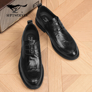 Septwolves leather shoes men's winter 2025 new first layer cowhide soft sole formal business shoes genuine leather british style casual leather shoes black 39