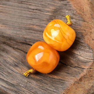 Goldsmith lee natural old beeswax single beads loose beads old type barrel beads single old flower honey demon flower accessories beads european return antique 8*6.5 old beeswax single beads