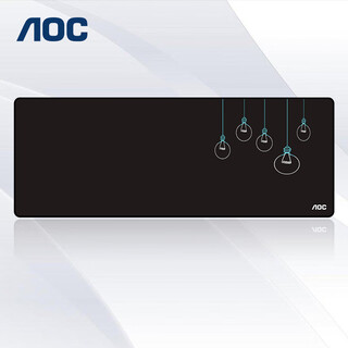 AOC电竞游戏长款鼠标垫超大号 800*300*3mm加厚锁边办公键盘电脑书桌垫M110点亮 黑色