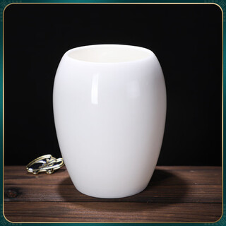 Songfengwuming mutton-fat jade white porcelain tea cylinder single tea ceremony accessories storage six gentlemen set kung fu tea set accessories tea needle tea knife mutton-fat jade-single tea cylinder
