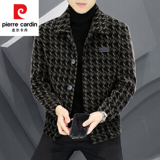 Pierre cardin autumn and winter gold mink velvet jacket men's trendy slim fit thickened cotton coat handsome casual short woolen windbreaker regular 8263 coffee m (85-105jin jin is equal to 0.5 kg)