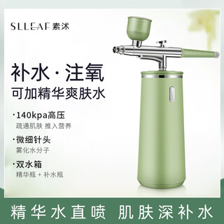 Slleaf sushu injecteur d'oxygène pulvérisateur hydratant pour le visage, instrument de beauté et d'hydratation portable, lumière d'eau portable, hydratation par injection d'oxygène, cadeau pratique pour petites amies, filles et femmes, vert – modèle de boîte cadeau à double réservoir d'eau