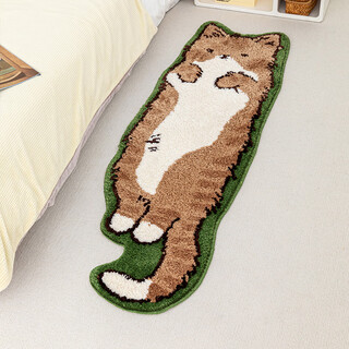 Flash pad cute ins style cat shaped plush bedroom carpet living room carpet children's blanket room non-slip bedside blanket