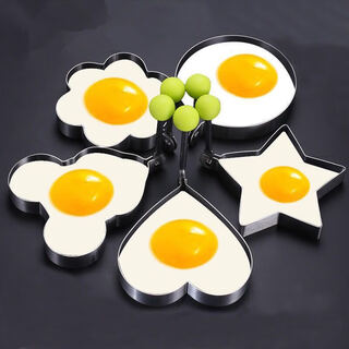 Ruoyuan thickened stainless steel omelette model love-shaped omelette mold creative omelette ring fried egg poached egg grinding tool set 5 pieces